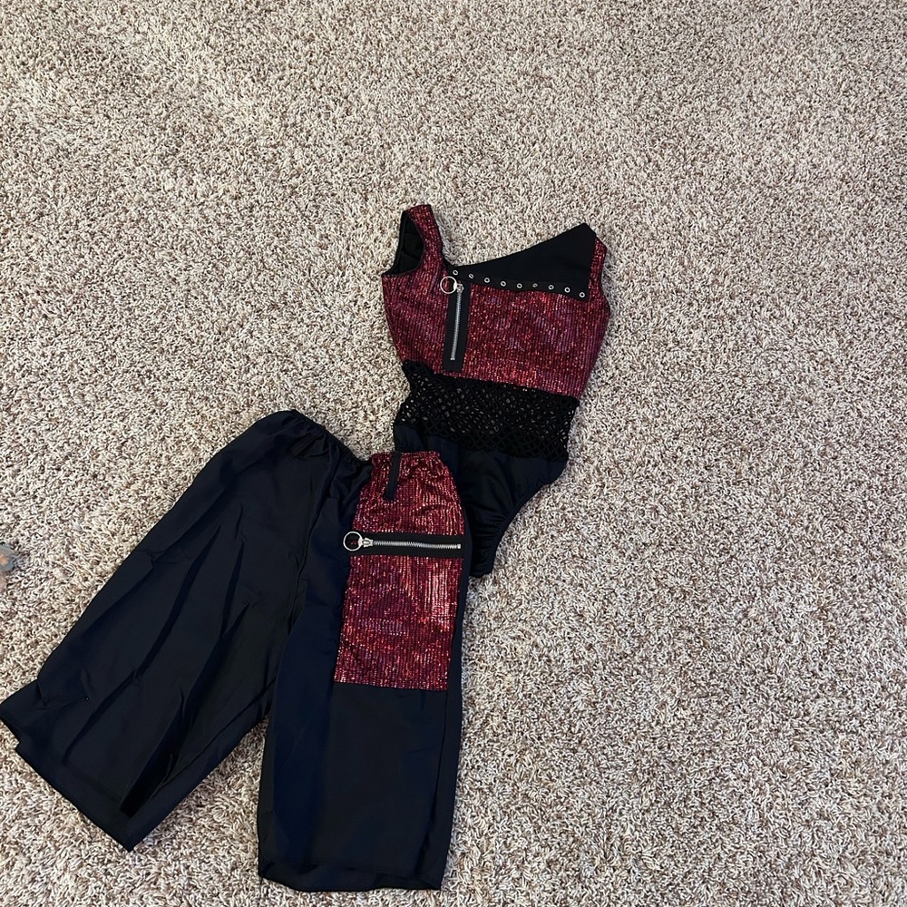 Dansco black and red, small adult, dance costume